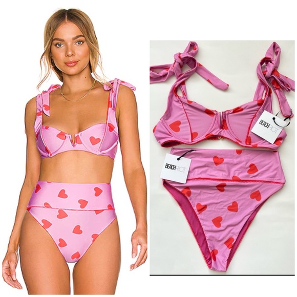Beach riot Blaire Bikini set Valentine Heart large /XL NEW